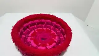 Furry Basket Pink & Red #basket #woven #handmade #giftingideas #furry #handcraftedart #fuzzy
