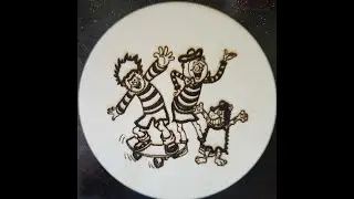 Beano Comics dynamic trio Dennis, Minnie and Gnasher in Laser Art