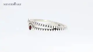 SILVERSHAKE 3-Stone Natural Garnet 925 Sterling Silver Stack/Stackable Ring-RN0089544