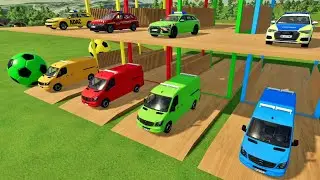 TRANSPORTING COLORED AMBULANCE, POLICE CARS, FIRE DEPARETMENT, RESCUE VEHICLE | Farming Simulator 22