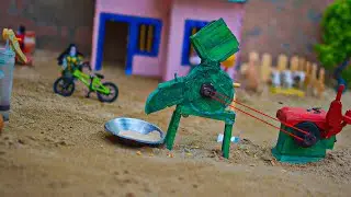Making a DIY mini-village cardboard house | DIY mini wheat flour machine | Creative Villagers