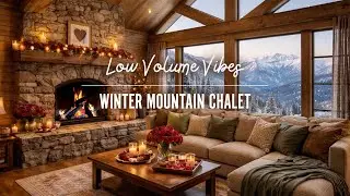 Winter Mountain Chalet ❄️ Fireplace Crackling, Snow Falling & Mountain Views