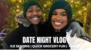 DATE NIGHT VLOG | Ice Skating Fun Downtown Detroit, Quick Grocery Store Run, Food Stop & More