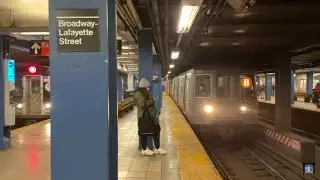PM Rush Hour R62A/R68/R68A/R142/R142A/R160 4,5,6,B,D,F,M Trains At Bleecker St/Broadway Lafayette St