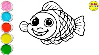 Beautiful Happy Fish Drawing, Painting & Coloring for Kids and Toddlers | Kids Art