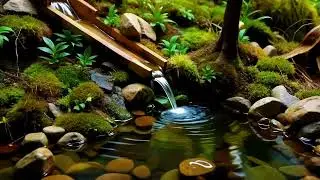 💧 Natural Pond Water Sounds 🌿 | Bamboo Fountain for Sleep & Focus