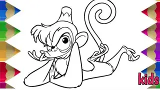How 2 draw cute ABU monkey / ALADDIN step by sept Guide toddler / coloring cute ABU monkey for kids