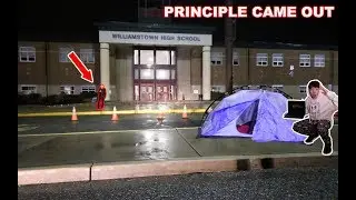 I Camped Outside Of My SCHOOL OVERNIGHT! *I GOT CAUGHT*