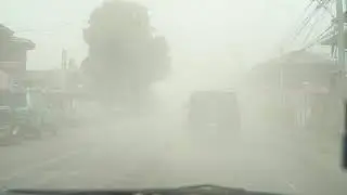 Ashfall in Taal-Bauan Road as of 12:50 pm Monday
