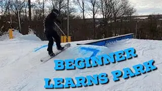 Beginner learns to snowboard the Terrain Park at Glen Eden Ontario