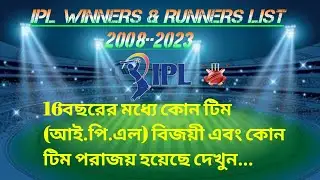 IPL (2008/2023) Winners & Runners List..YEAR, WINNER, WON BY, RUNNER UP, VENUE..#IPL #viral #cricket