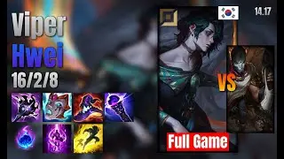 Viper Adc Hwei vs Jhin lol KR solo rank Full Game 14.17