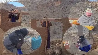 Construction of the family's new shelter continues with Rana's tireless efforts😲🏞