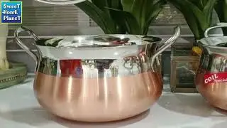 Meera Exclusive Especially Designed Stainless Steel Fusion Shape Copper Bottom Handi With Lid Set
