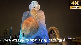 Barcelona Walking Tour | Stunning Lights Display Atop Casa Mil&agrave; Rooftop!! July 2022 [4K]