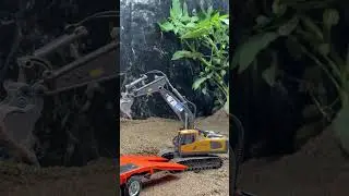 Mini Excavator and Trailer Construction Scene#shortvideo