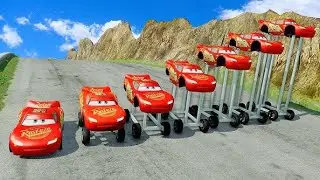 Big & Small Long Lightning Mcqueen vs DOWN OF DEATH in BeamNG.drive