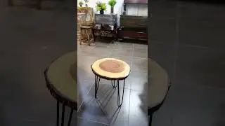 natural wood stump art table
