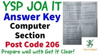 Computer Section Answer Keys YSP JOA IT | Post Code 206 Answer Key | YS Parmar Nauni Answer Key