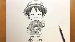 Как нарисовать милого Луффи из One Piece || Простой урок по рисованию аниме || Аниме-скетч