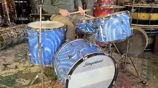 Slingerland Blue Satin Flame Drum Set