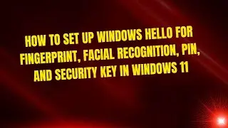 How to Set Up Windows Hello for Fingerprint, Facial Recognition, PIN, and Security Key in Windows 11