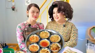 Ms. Ú Eats Steamed Rice Cakes in a Bowl in Củ Chi