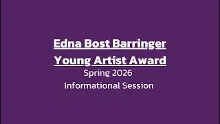 Edna Bost Barringer Young Artist Award 2026