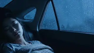 Overcome Stress to Sleep Fast with Soothing Rain & Thunder Inside Car on Country Road at Night,