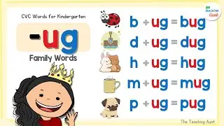 CVC WORDS FOR KINDERGARTEN | -UG Word Family | Learn How To Read | Reading 3-Letter Words