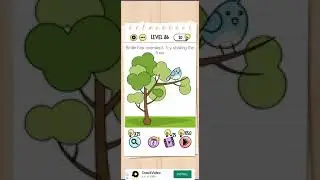 Brain test, level 86, birdie has overslept. Try shaking the tree, puzzle solved with hint