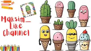 🏜️Simple drawing for kids. How to draw a Cactus, Ice Cream, Bird, Minion/ Drawing Tutorial Art🍧