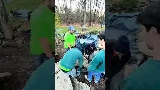 Building a Pond By Hand...😳🤝🪨 | #shorts