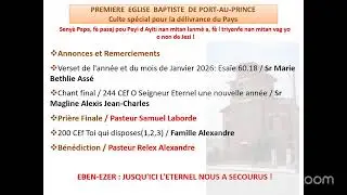 Culte  pour  la délivrance d'Haiti - Jeudi 15 Janvier 2026