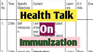 health talk on Immunization schedule