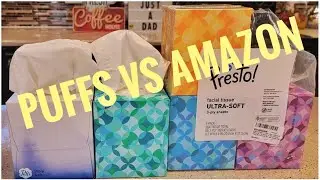 PUFFS Kleenex's Facial Tissue Compared to Amazon Presto Brand Facial Tissue