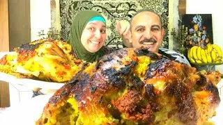 تحدى على دجاج محشى خلطه رز الحمام والطعم صدمنا بجد😱