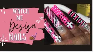 Design a set of nails on my practice hand with me 💅🏾💕🌸 #nails #nailtech #nailtutorial