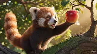Ruby the Red Panda finds a apple