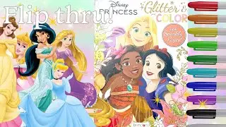 NEW DISNEY PRINCESS GLITTER COLORING BOOK (FLIP THRU WITH ME) ✨💜🌸
