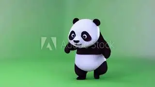 A panda bear is dancing dancing green screen animated chromakey background elements illustration