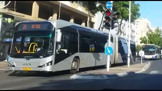 Buses of Egged and Dan on Balfour st. in Bat Yam