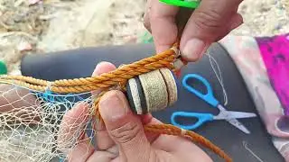Mas madaling teknik ng pag karga ng lambat sa pataw...#netfishing #everyone #knot #nets#netrepair...