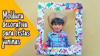 Moldura junina para fotos com material reciclado