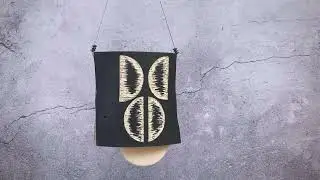 Mid Century Modern Half Circle Sgraffito Wind Bell