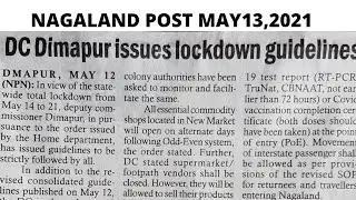 DC Dimapur Issues Lockdown Guidelines|May 13,2021|Nagaland Post News