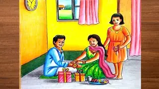 Raksha Bandhan Drawing Step By Step/Raksha Bandhan Festival Drawing Easy colours