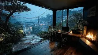 Rainfall Sounds with Warm Fireplace Glow 🔥🌧️❄️ | Peaceful Calm Ambience for Focus
