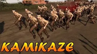 Men of War Assault Squad 2 - 500 WW2 Kamikaze vs 3 Sherman Tanks - Editor Scenario #39
