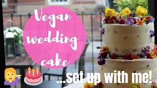 Setting up a vegan wedding cake!